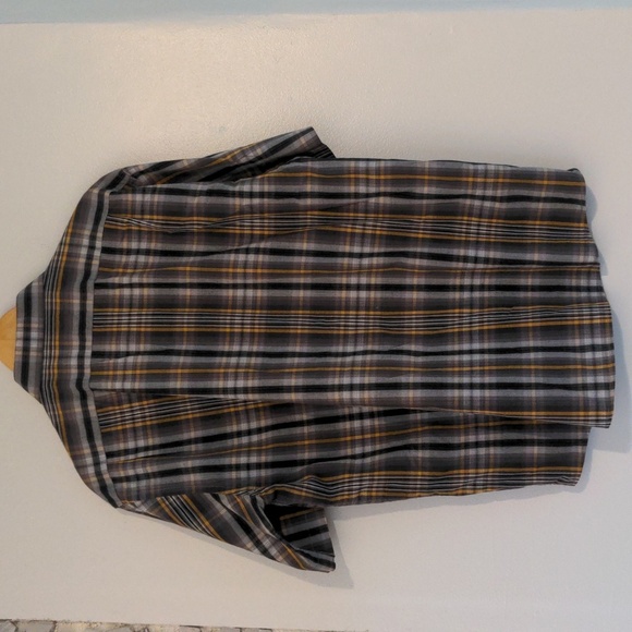 Berkam Shirt Mens XL Grey Black Plaid Western Button Down Cowboy Short Sleeve - Picture 3 of 7